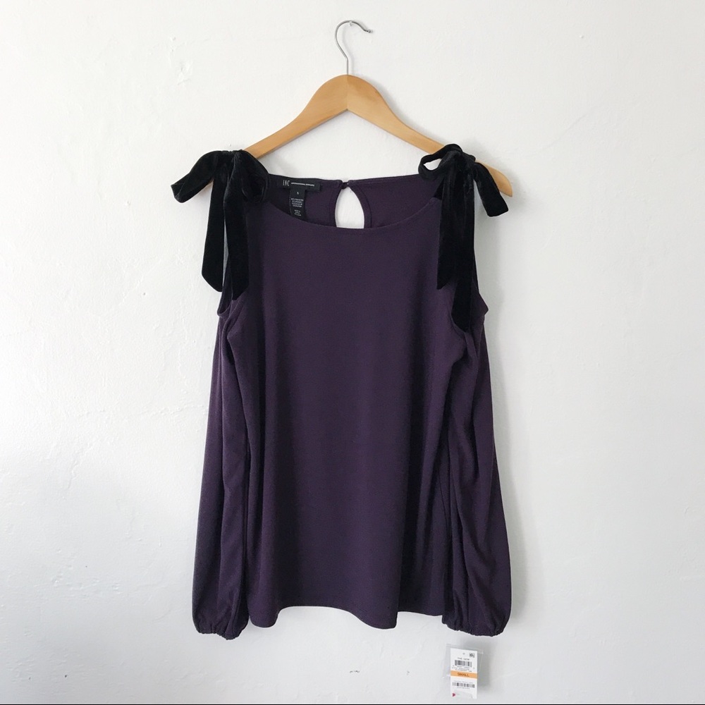 Purple open shoulder long sleeve